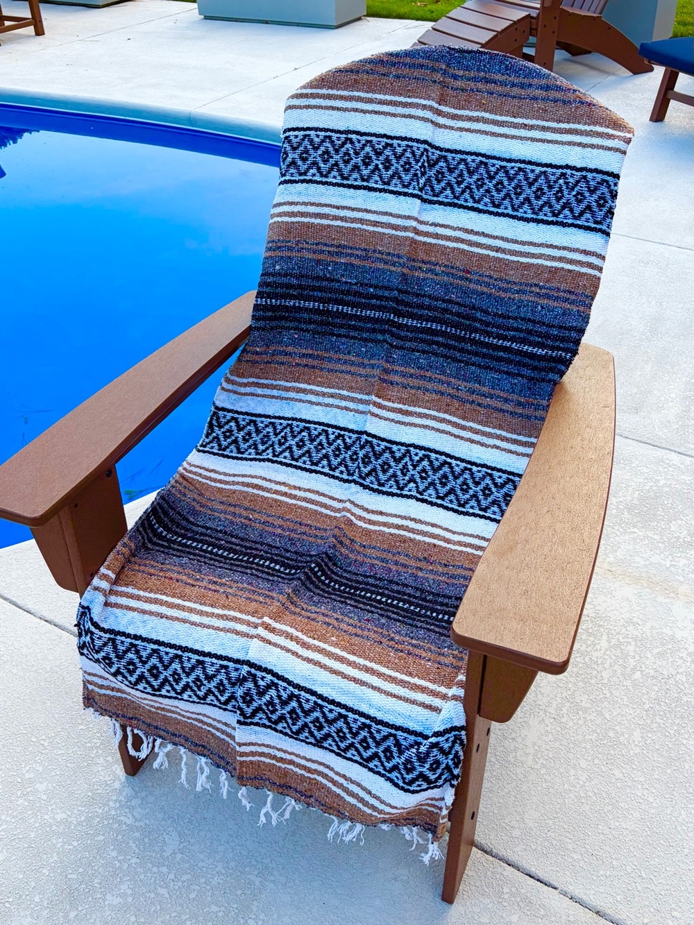 Mexican Falsa Blanket – Woven Striped Serape Throw with Fringe